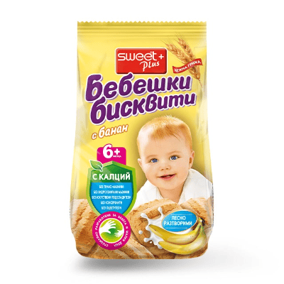 Бебешки бисквити с банан Sweet Plus 140гр