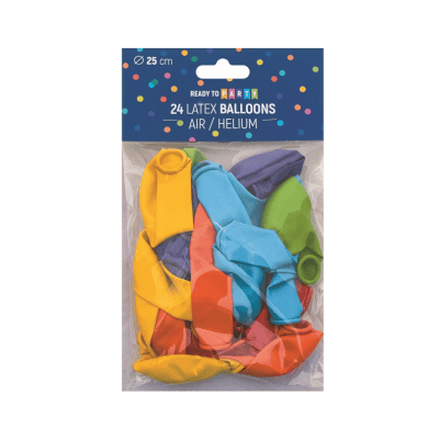 Латексови балони цветни-ф25см-24бр