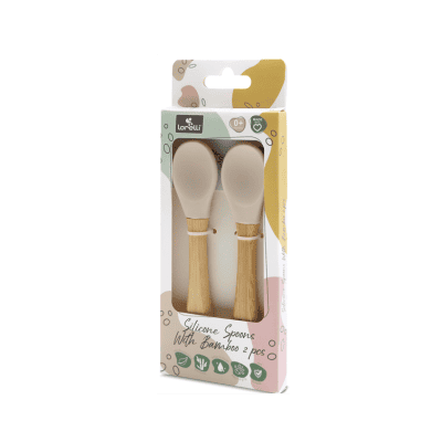 Силиконови лъжички с бамбук 2бр nat.beige