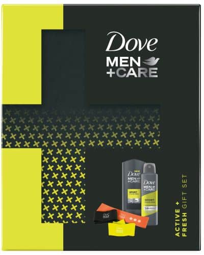 Комплект Dove Men+Care Sport дезодорант 150 мл + душ гел 250 мл + ластици за тренировка
