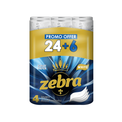 Тоал.хар. Zebra White без аромат 24+6 бр.