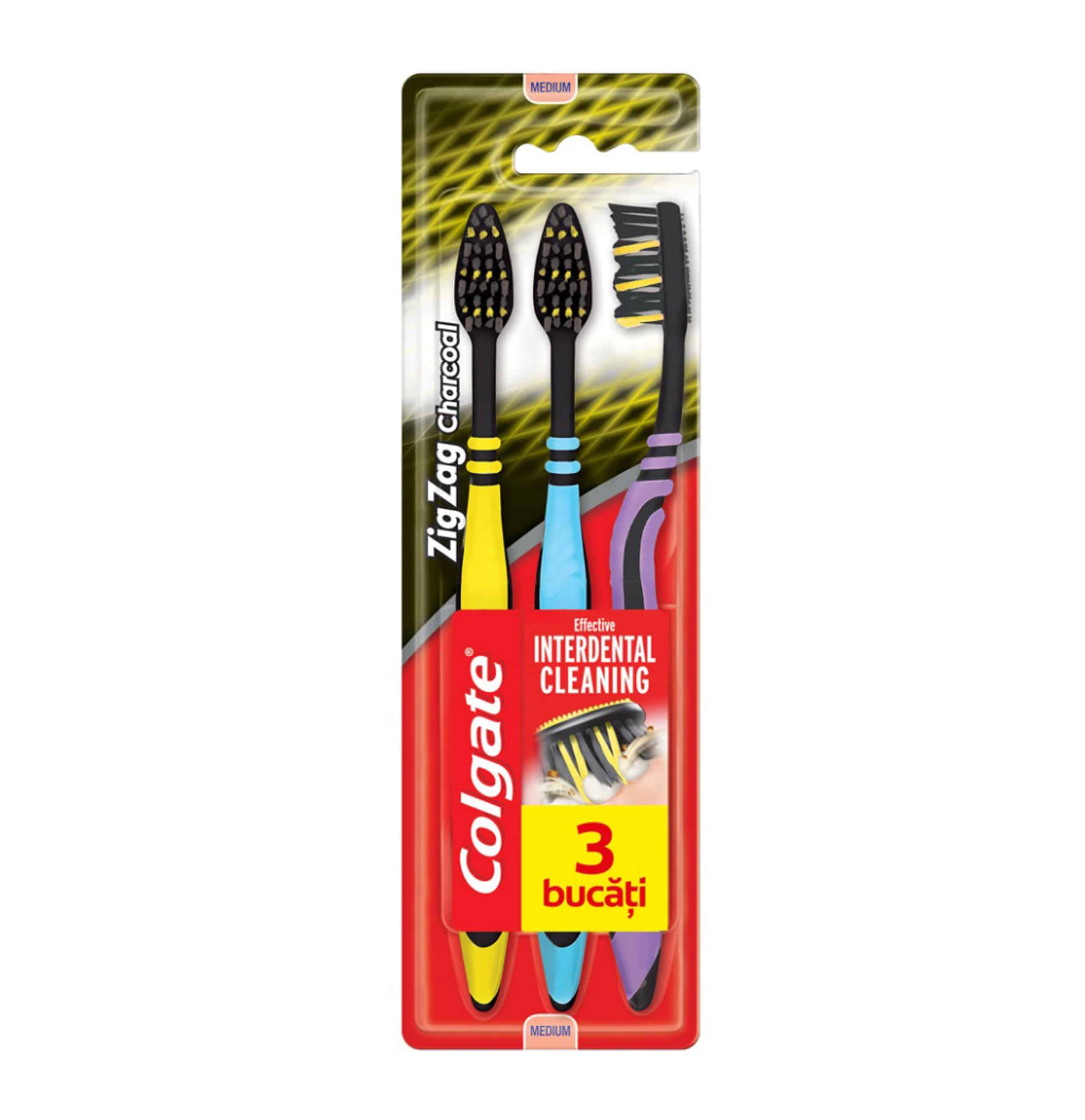 ЧеткаColgate ZigZag Charcoal Medium 3бр