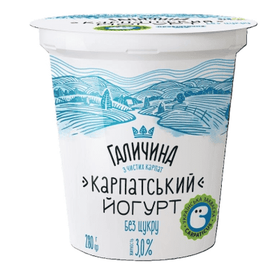 Йогурт карпатський 3% без захар 280гр