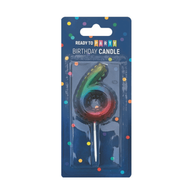 Свещ за рожден ден-6 -дъга-6см-1бр