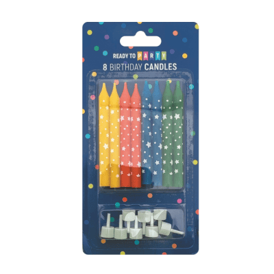 Свещи за рожден ден със звезди-8см-8бр