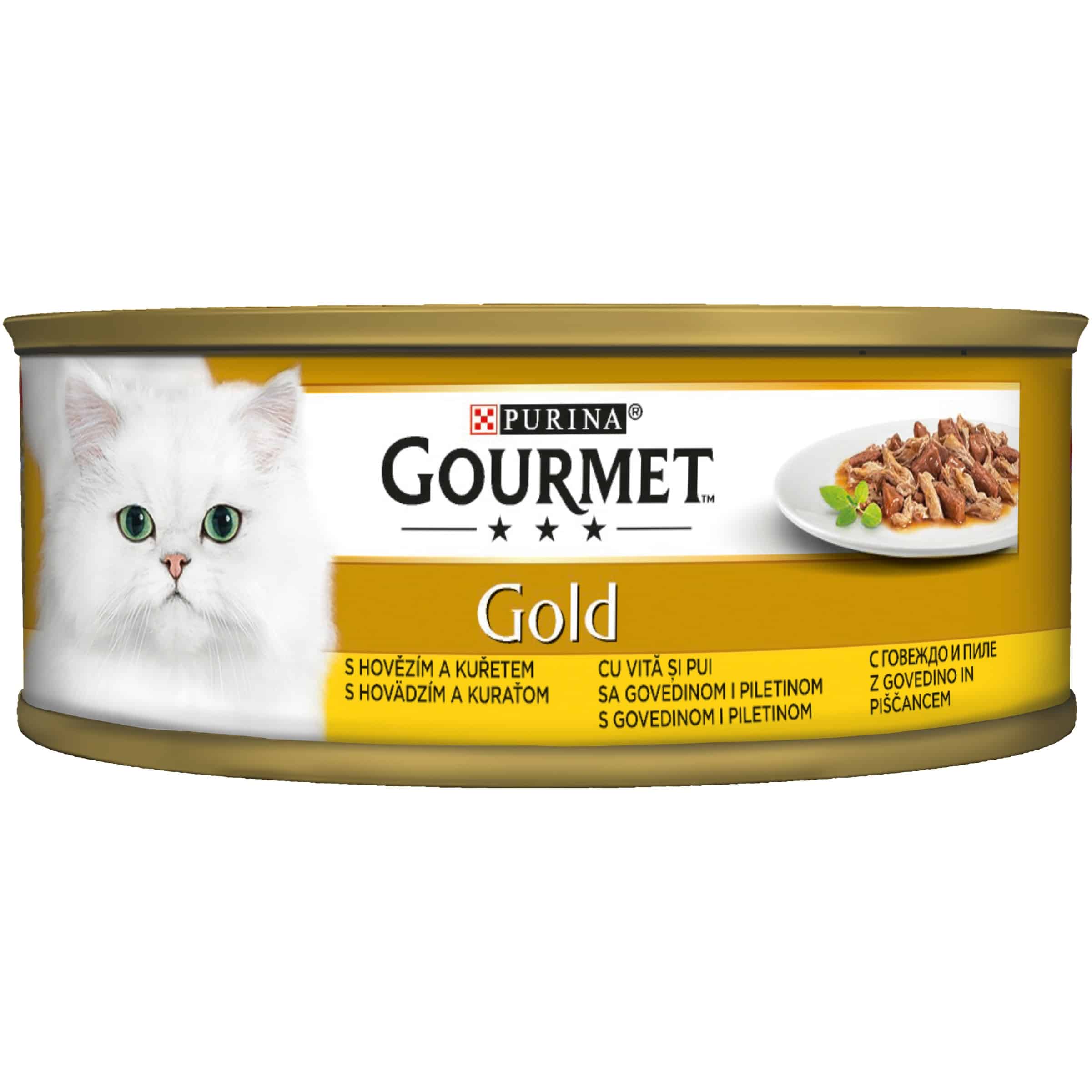 Храна Gourmet gold, говеждо и пиле 85 гр.