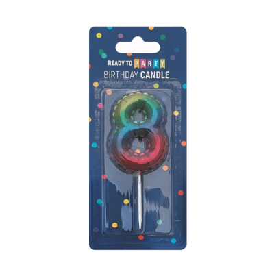 Свещ за рожден ден-8 -дъга-6см-1бр