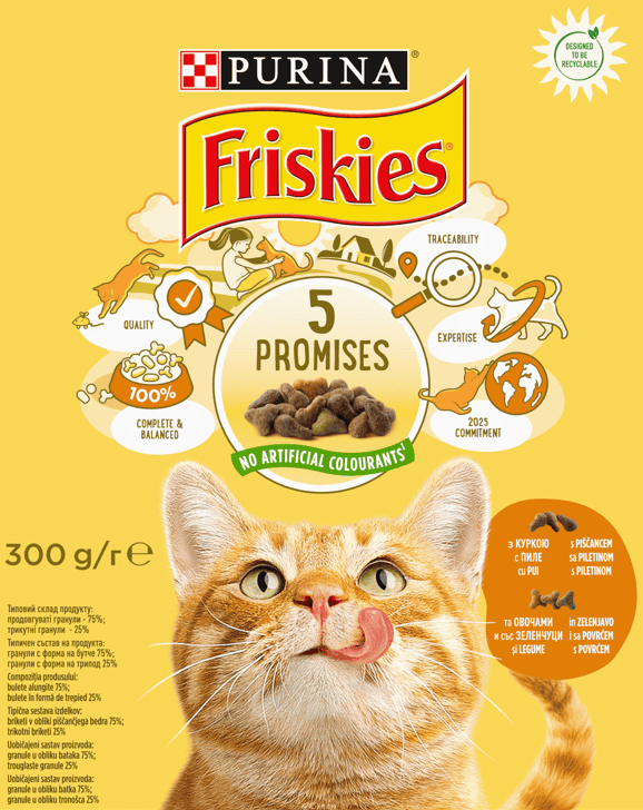 Храна Friskies пиле и зеленчук 300гр 