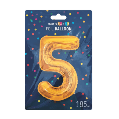 Фолиев балон  цифра 5 злато  85см
