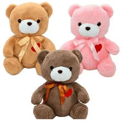 Плюшено мече с панделка и сърчица 30см