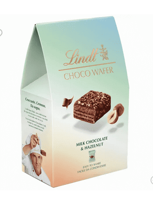 Вафлички Lindt млечен шок. и лешник 135гр