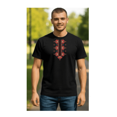 Черна тениска с шевица на духа 2XL