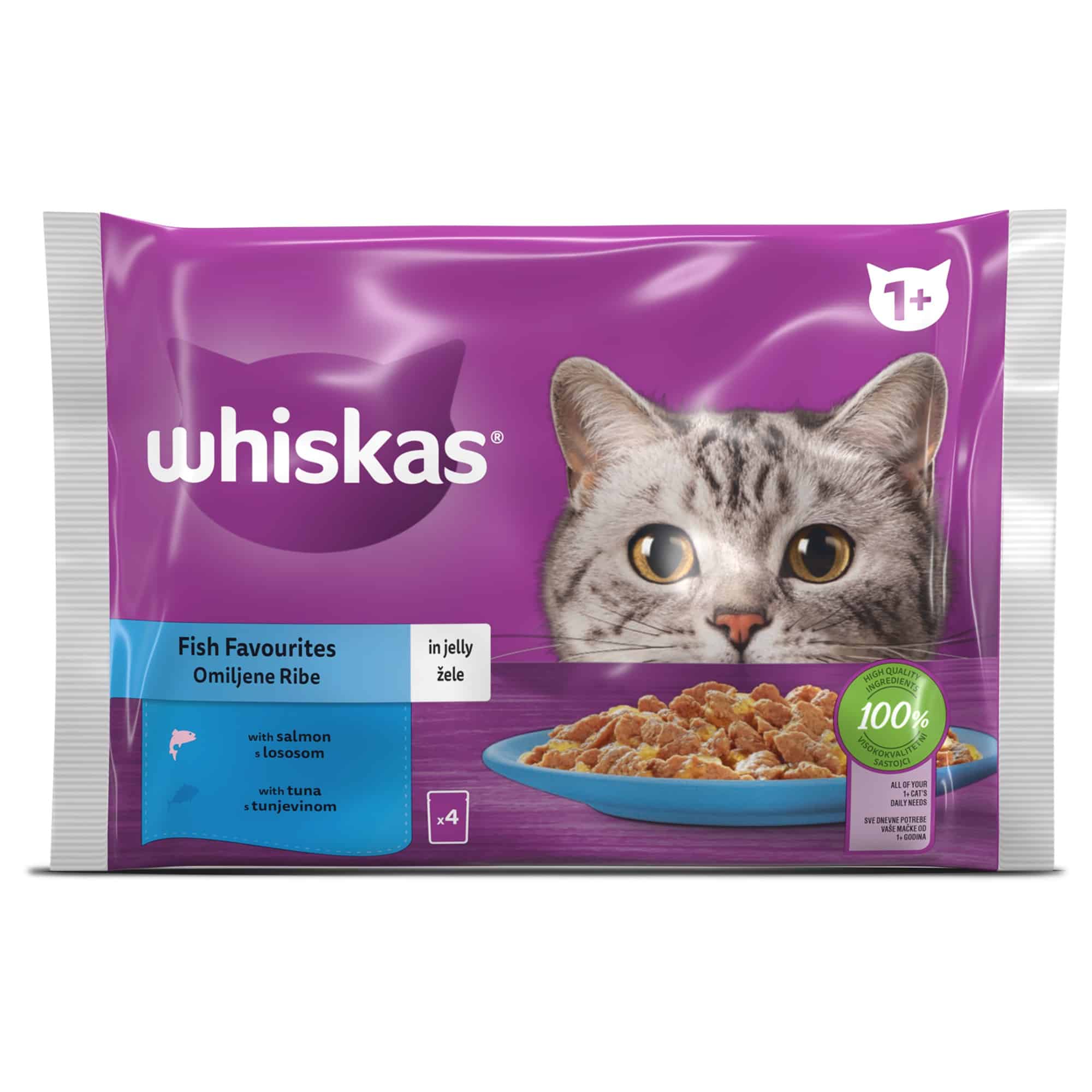 Храна Whiskas Pouch Рибни Ястия 4 х 85 гр