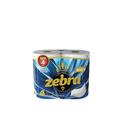 Тоал.хартия Zebra White без аромат 4пл/4бр