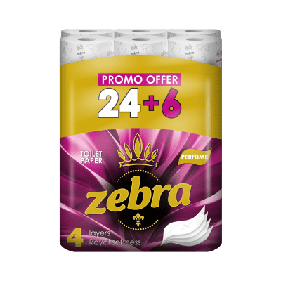 Тоалетна хартия Zebra Perfume 24+6 броя