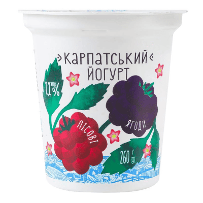 Йогурт карпатський 2.2% г.плодове 260гр