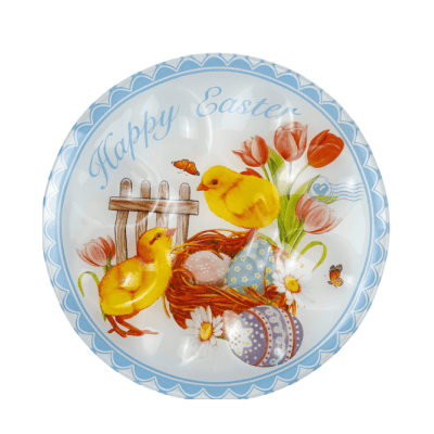 Стъкл.великденска чиния за 8 яйца