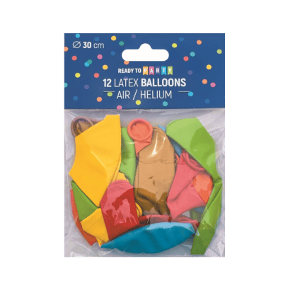 Латексови балони цветни-ф30см-12бр