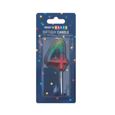 Свещ за рожден ден-4 -дъга-6см-1бр