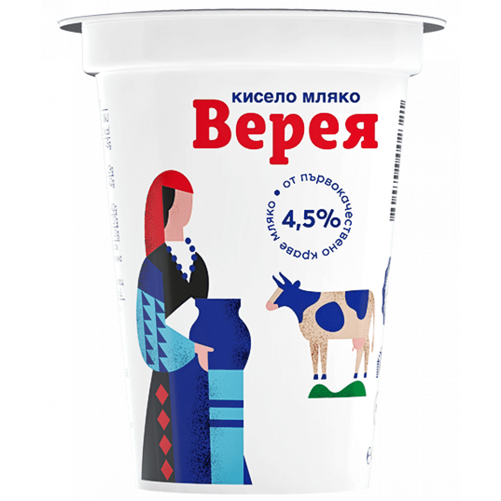 Кисело мляко Верея 4,5%, 400 гр.