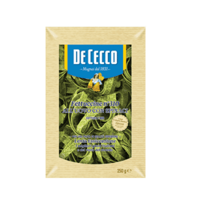 Фетучини De Cecco с яйца и спанак 250гр