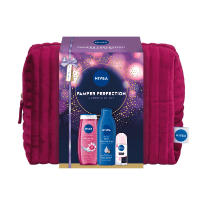 К-т Nivea Pamper ролон+душ+мляко за тяло