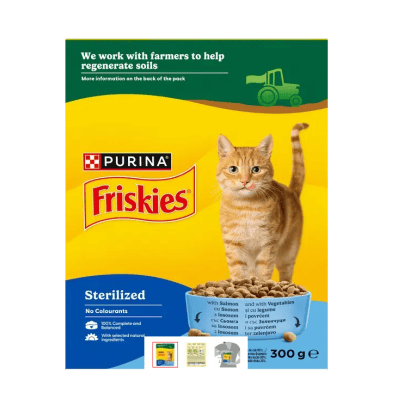 Храна Friskies стерилиз. сьомга/зел.300гр.