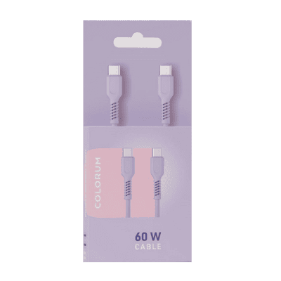 Кабел colorum usb-c - usb-c 1,8m лавандула