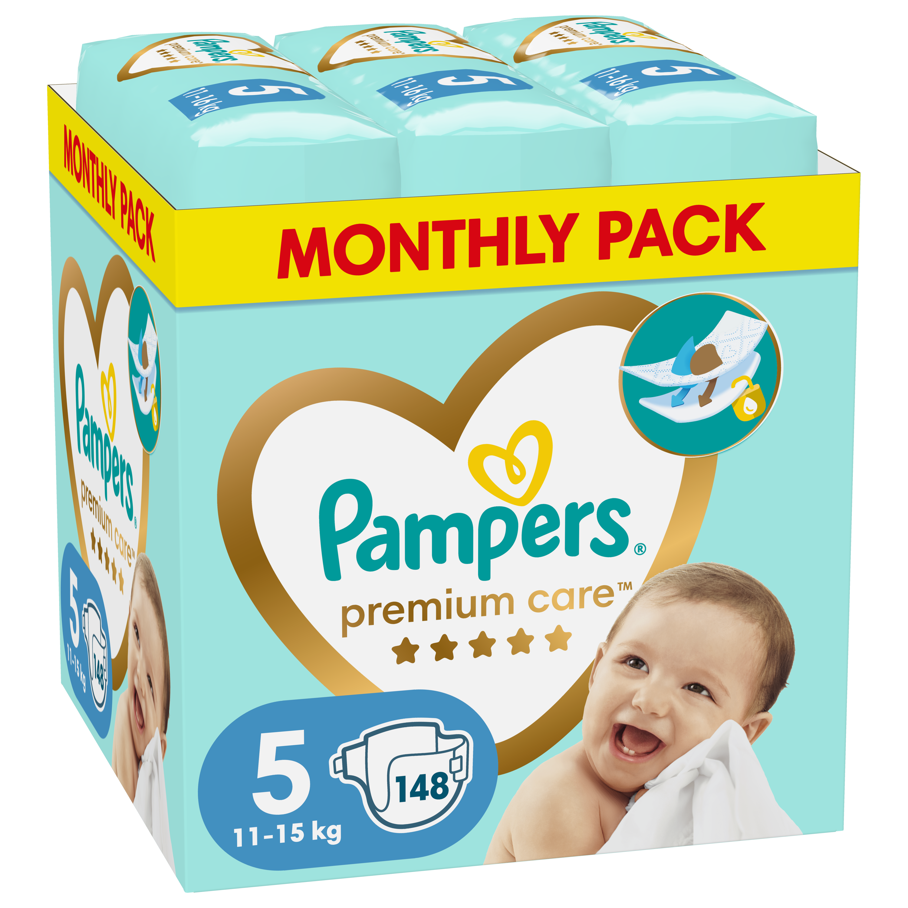 Пелени Pampers Prem.Care MSB S5 джун.148бр