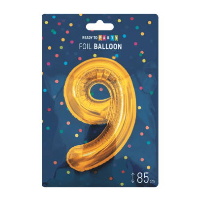Фолиев балон цифра 9 злато 85см 