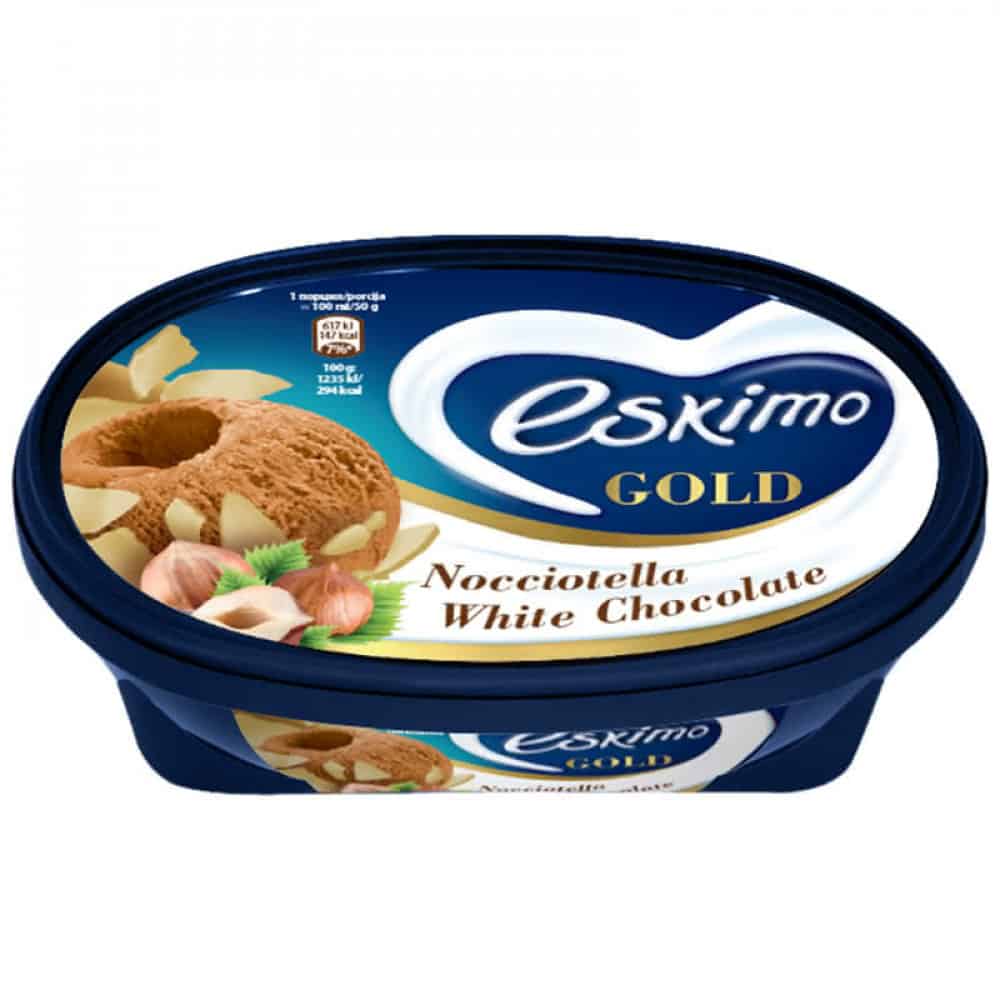 Сладолед Eskimo Gold Nocciotella с бяла глазур 450гр