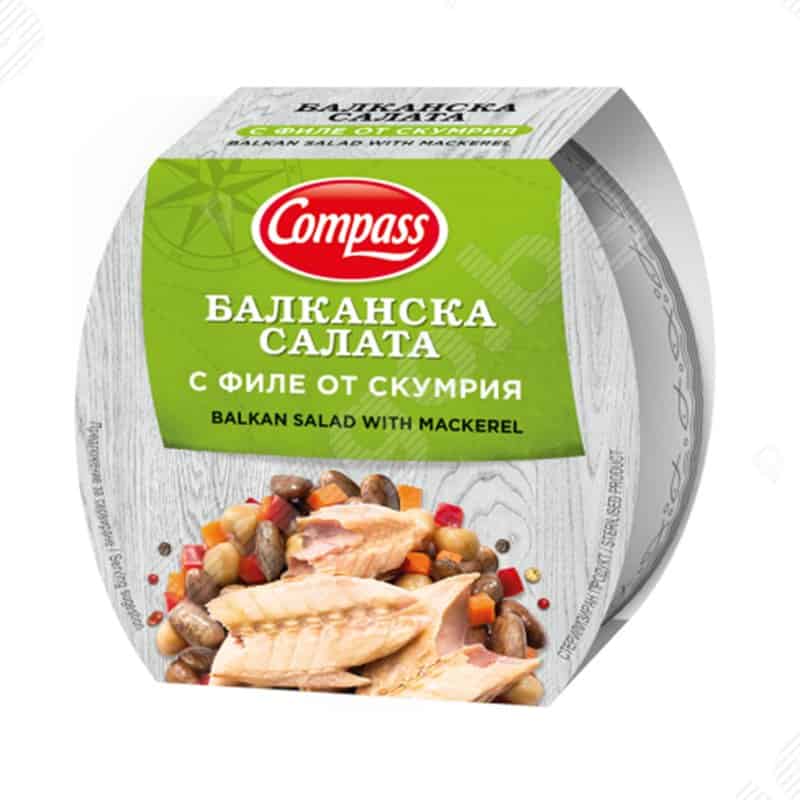 Балканска салата с филе от скумрия Компас 160 гр.