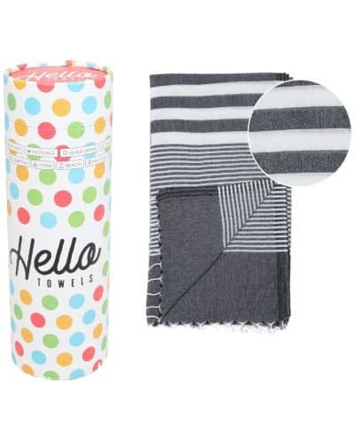 Плажна кърпа Hello towels malibu чер/бяла