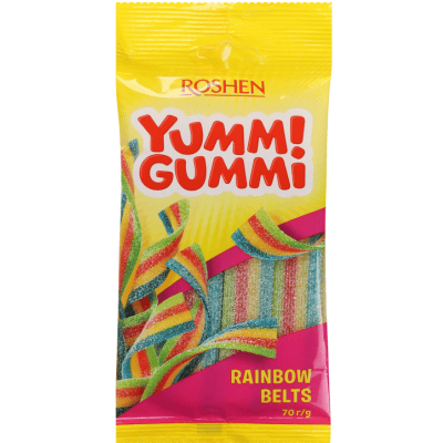 Бонбони жел.yumm gumm лентички 70гр