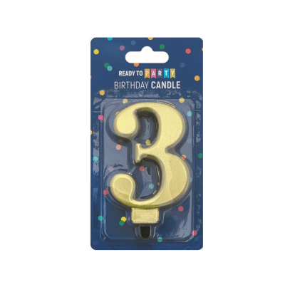 Свещ цифра 3 злато 8см