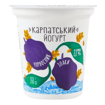 Йогурт карпатський 2.2% слива ,житни 260гр