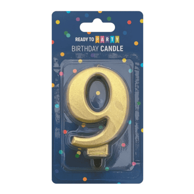 Свещ  цифра 9 злато 8см 