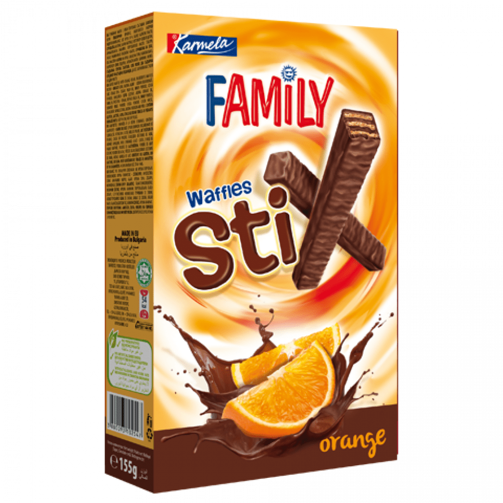 Вафли Family Stix Портокал 155гр