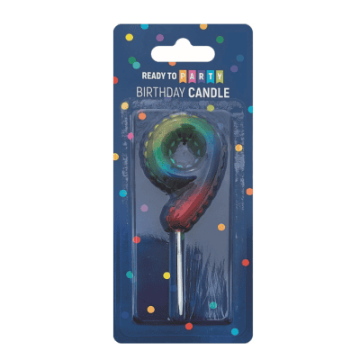 Свещ за рожден ден-9 -дъга-6см-1бр