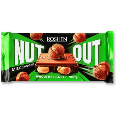 Млечен ш-д Рошен Nut Out с цял лешник 90гр