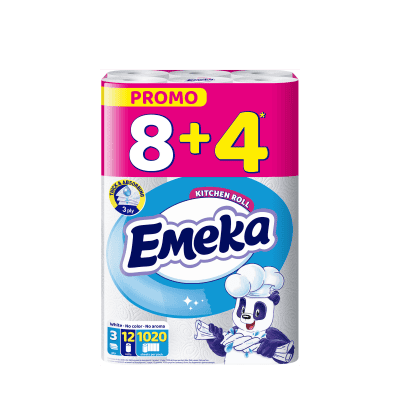 Кухненска хартия Emeka бяла 3пл./8+4бр