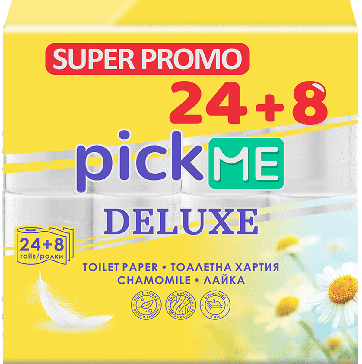 Тоал.хартия Pick-me Лайка 24+8+подар.чанта