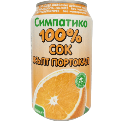 Simpatico 100% жълт портокал 330мл