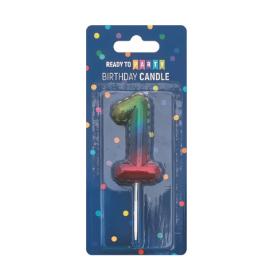 Свещ за рожден ден-1 -дъга-6см-1бр