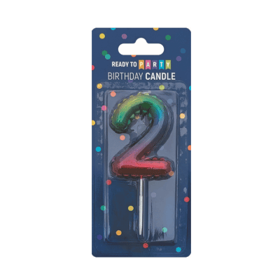 Свещ за рожден ден-2 -дъга-6см-1бр