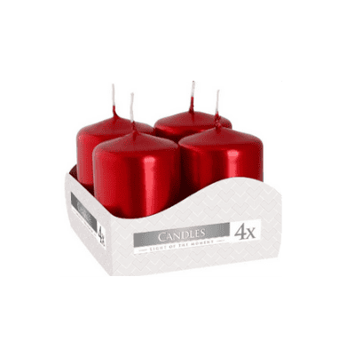 Свещи 4бр червен металик