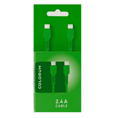 Кабел colorum usb-c light.1,8m 2,4a зелен 