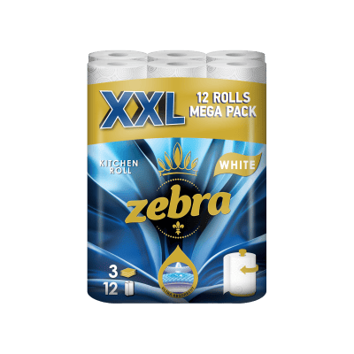 Кухненска хартия Zebra Уайт 3пл/12бр