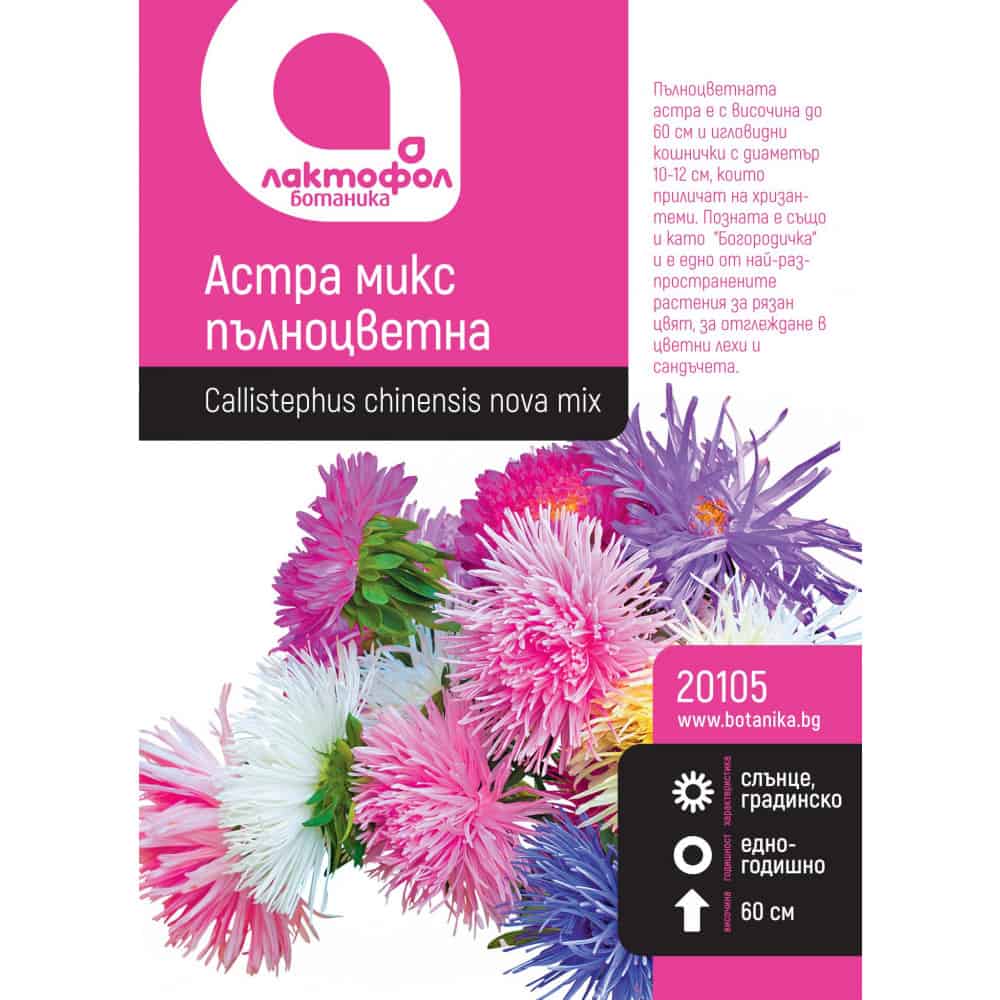 Семена Астра пълноцветна микс Лактофол ботаник 