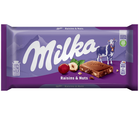 Шоколад Milka с лешници и стафиди 100гр